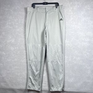 Adidas Pants Mens SZ X-Large Gray Triple Stripe Open Bottom Baseball Relaxed Fit